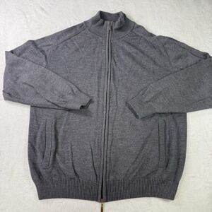 Enzo Mantovani Sweater Men 2XL 100% Extra Fine Merino Wool Full Zip Gray Italy